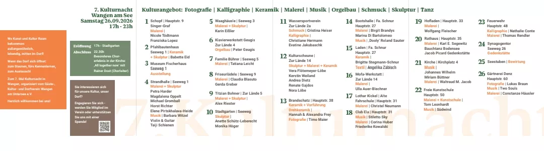 Programm der 7. Kulturnacht Wangen am See